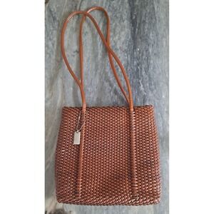 Vintage Nine West Dark Brown Bag Purse  small Woven Tote 90s y2k